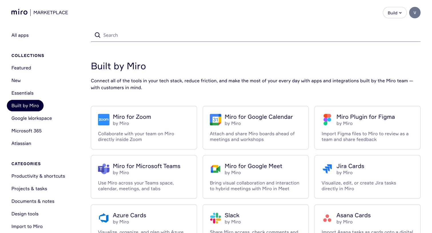 Miro - Apps Built by Miro | Team Collaboration Apps Marketplace screen