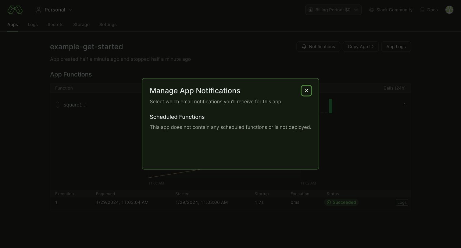 Modal screen