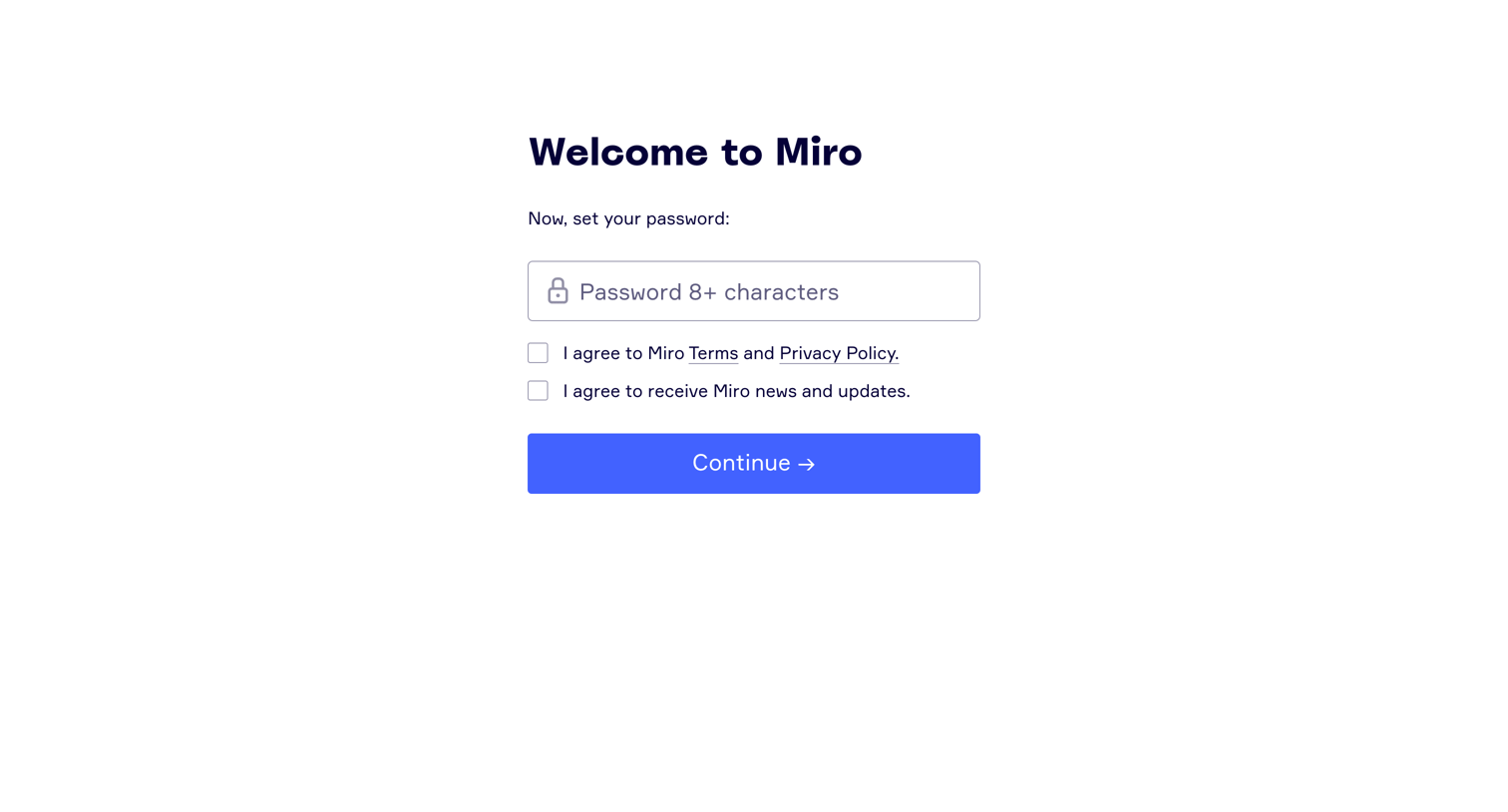 Miro - Sign up | Miro  Online Whiteboard for Visual Collaboration screen