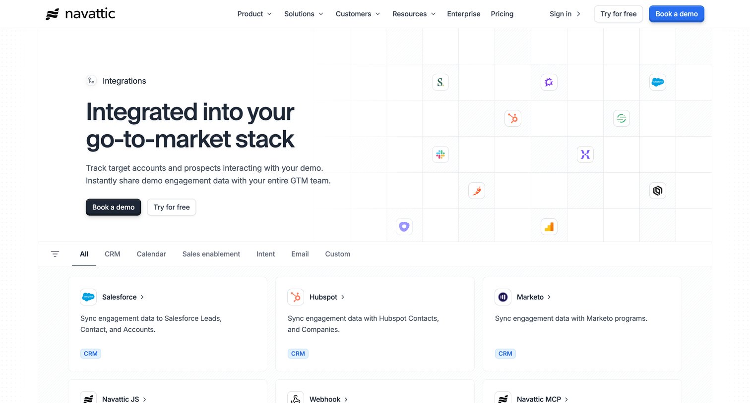 Navattic - Integrated into your go-to-market stack screen