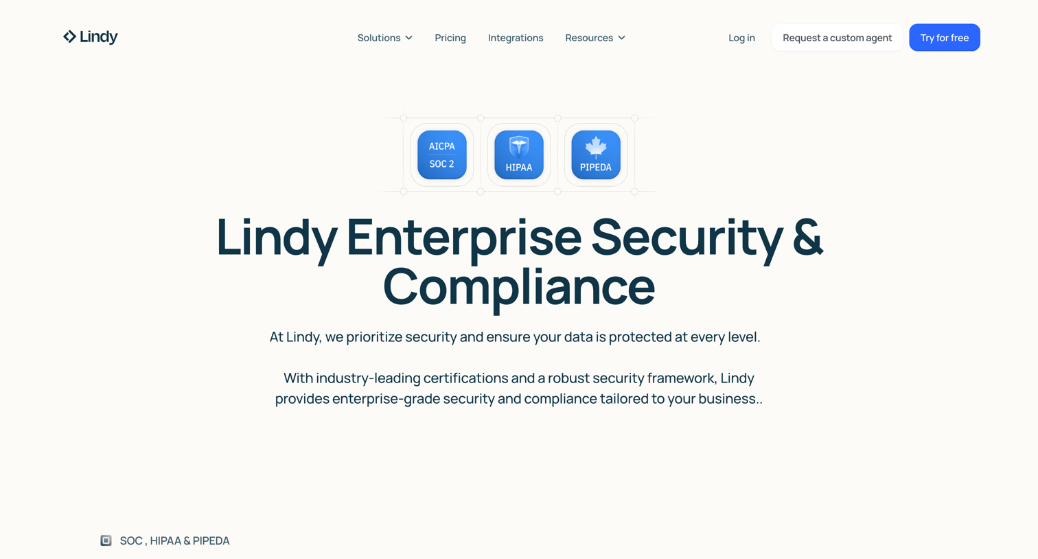 Lindy - Lindy Enterprise Security & Compliance Overview screen