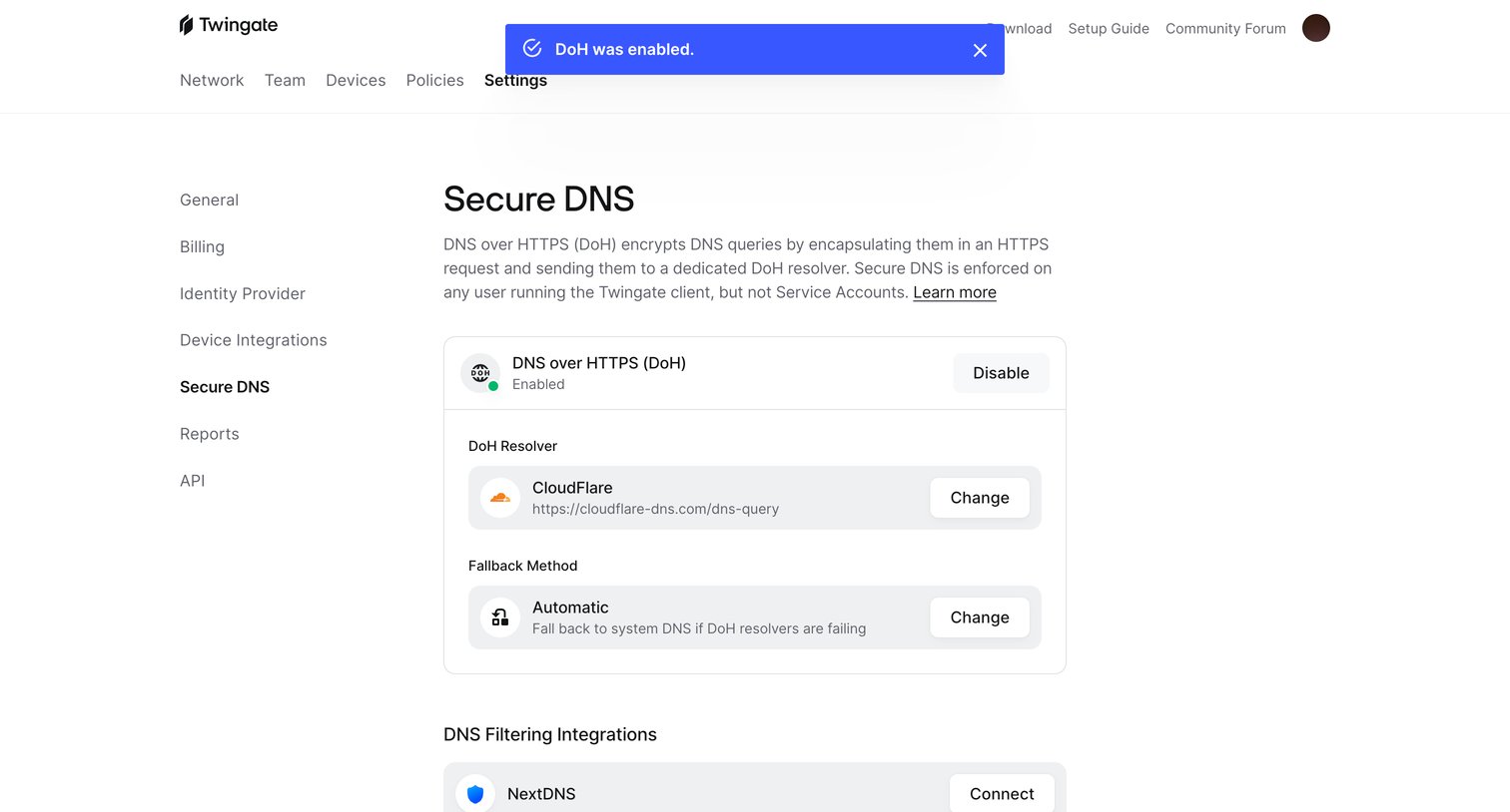 Twingate - Secure DNS | Twingate Admin screen