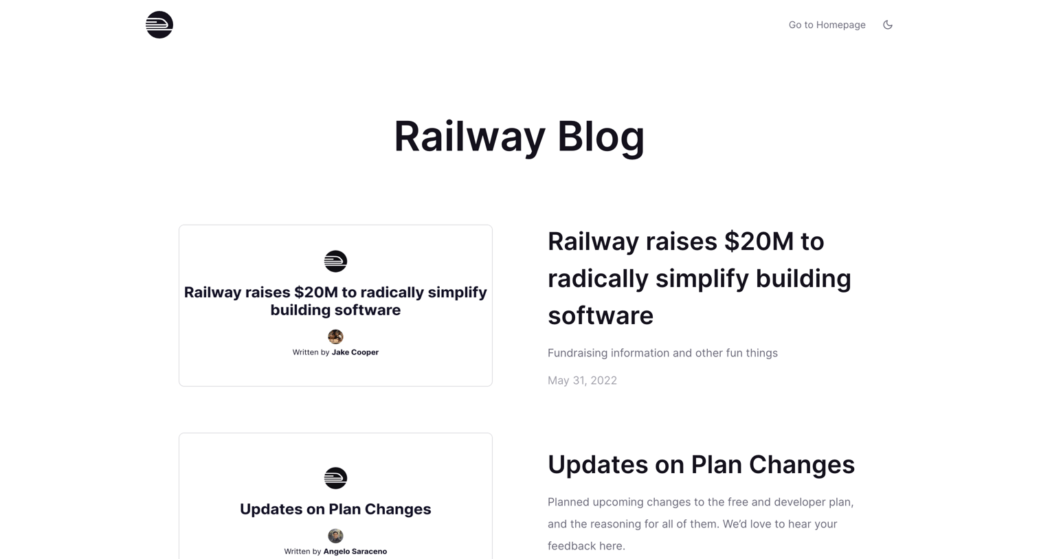 Railway - Railway Blog screen