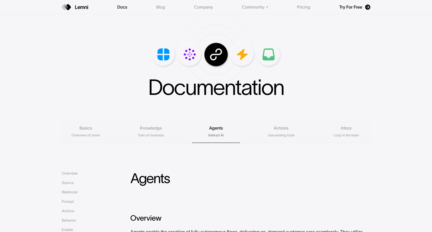 Lemni - Lemni · Docs › Agents screen