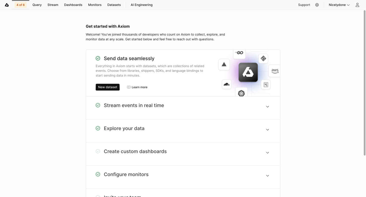 Axiom - Getting Started screen