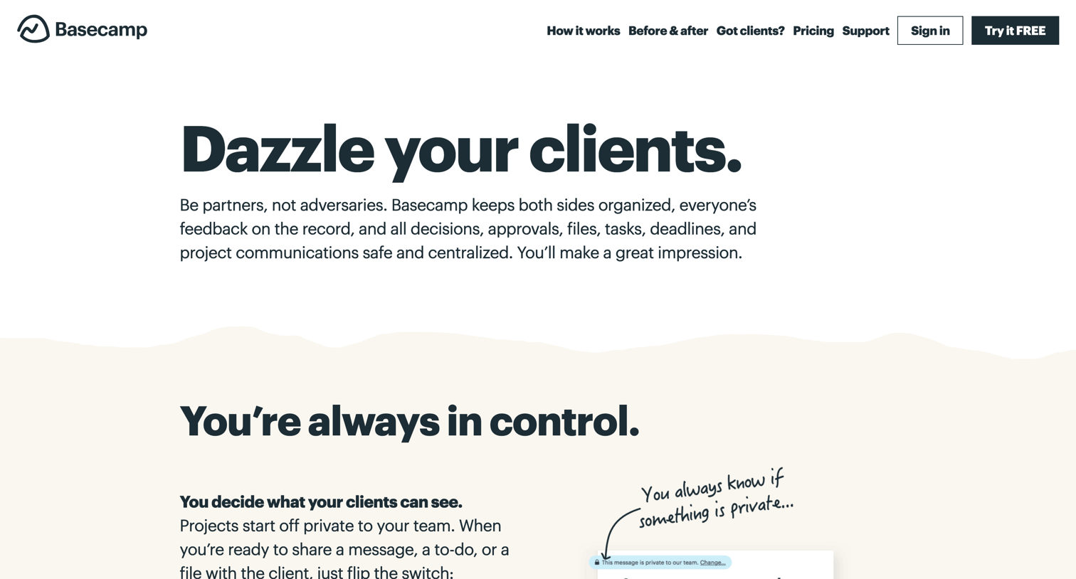 Basecamp - Basecamp with Clients a magic combination screen