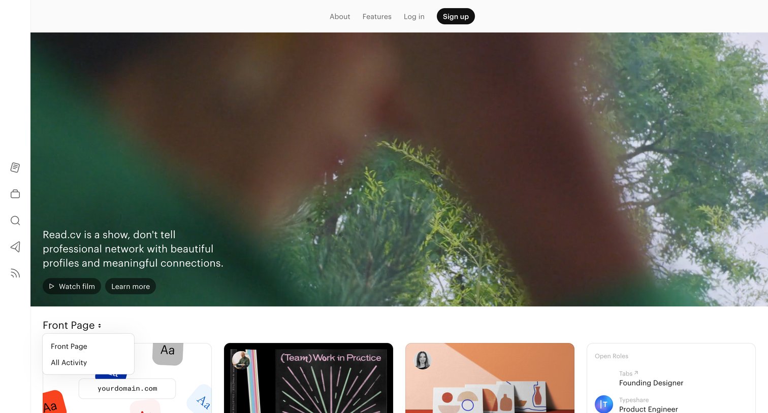 Read.cv - Explore screen