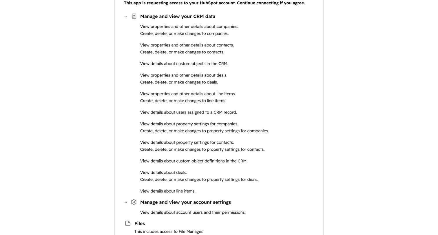 Dock - HubSpot OAuth screen