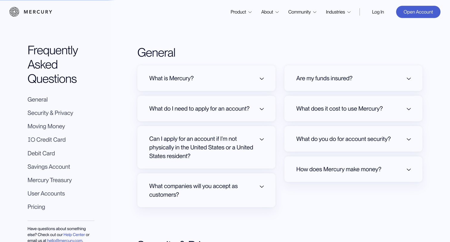 Mercury - Frequently Asked Questions | Mercury screen