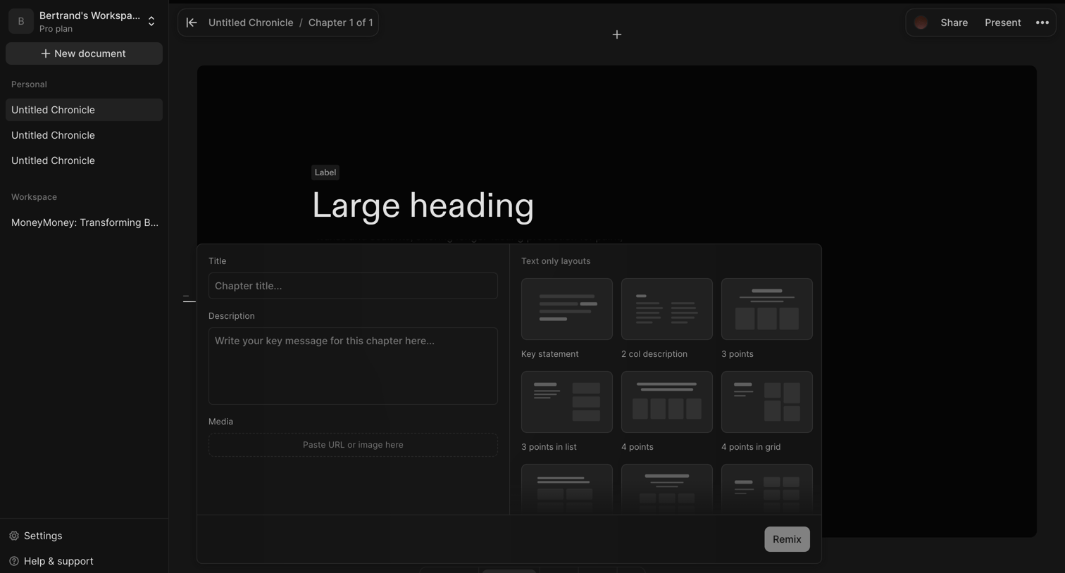 Chronicle screen