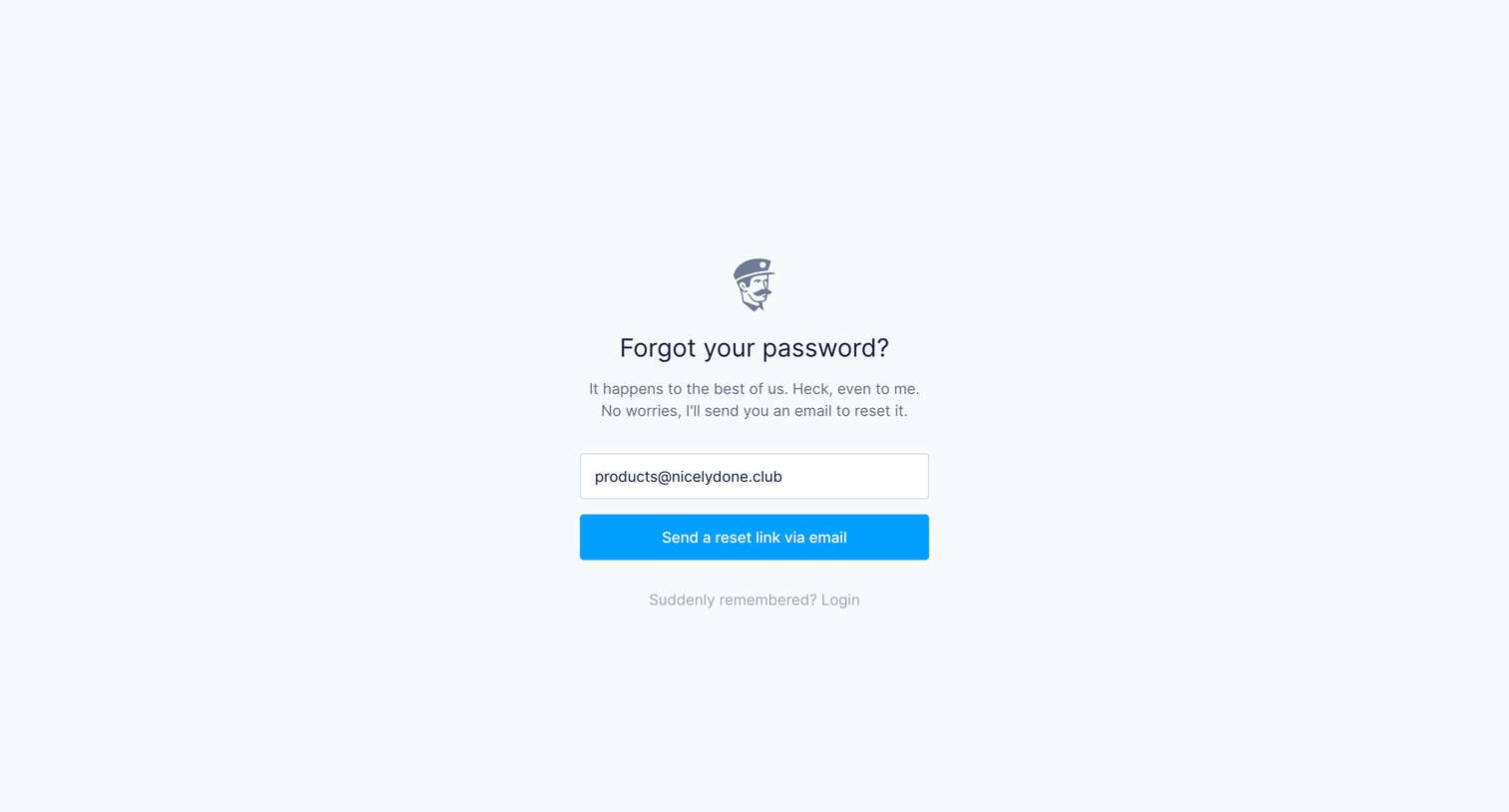 Fernand - Lost your password screen