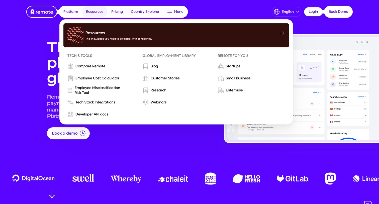Remote - Global HR Solutions | Employment Tools for Distributed Teams  Remo screen