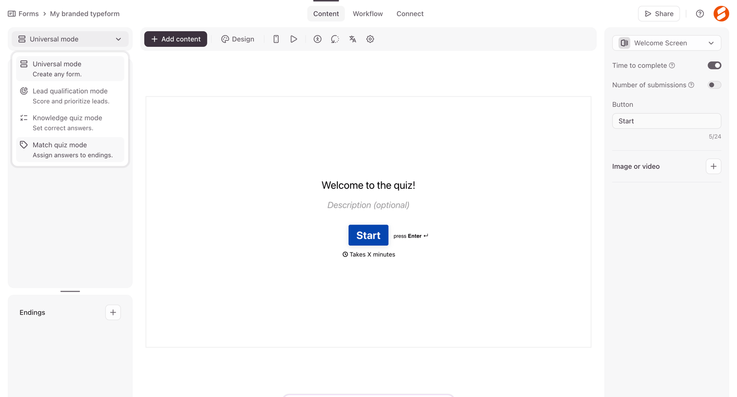 Typeform - Typeform - Create screen