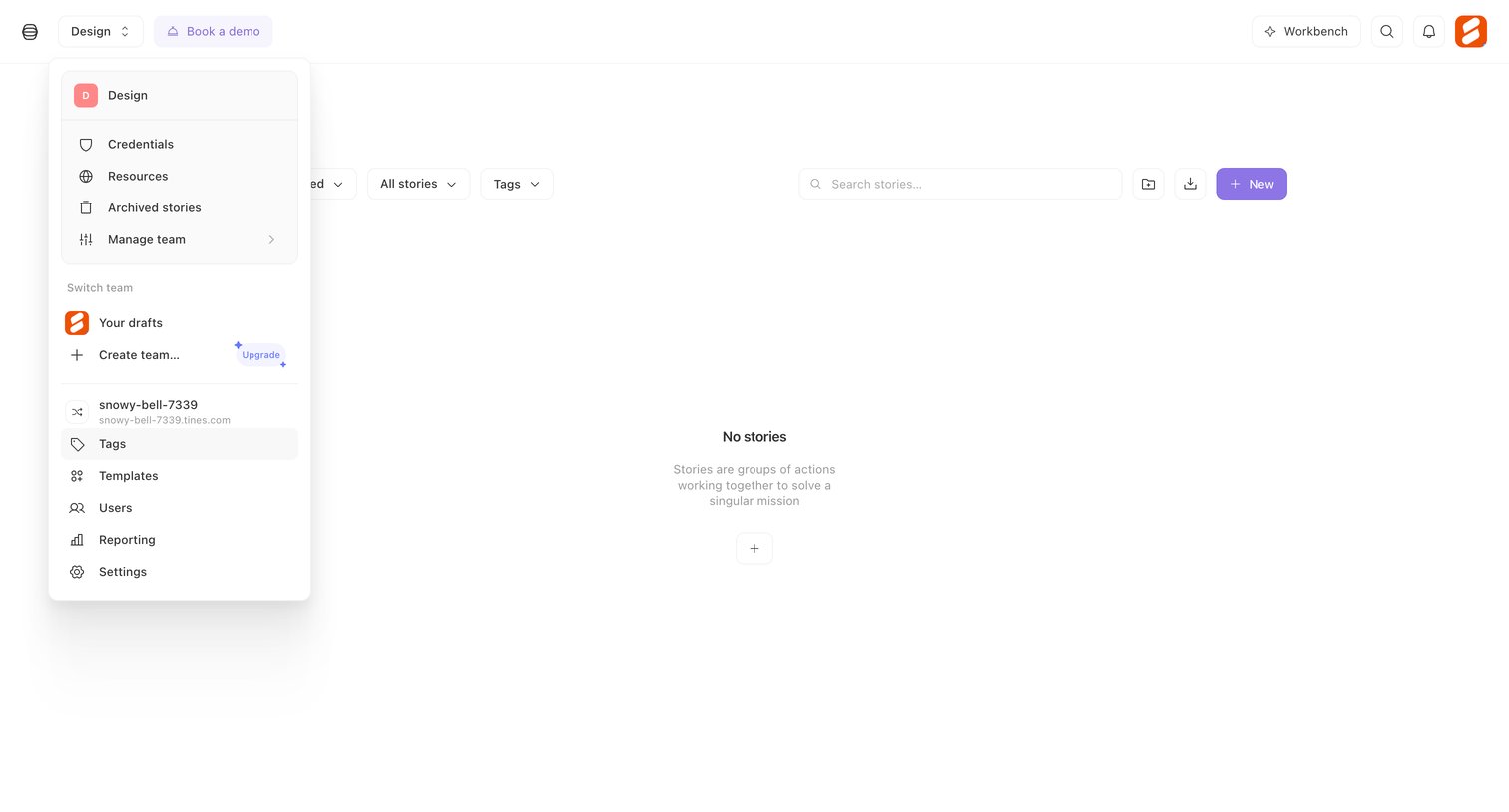 Tines - Stories - Tines screen