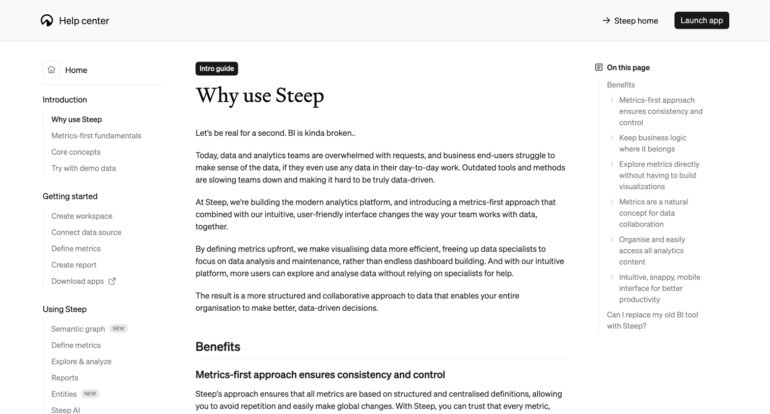 Steep - Why use Steep - Steep screen