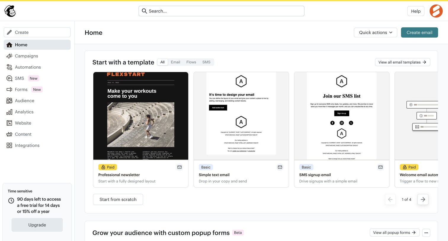 Mailchimp - Home | Mailchimp screen