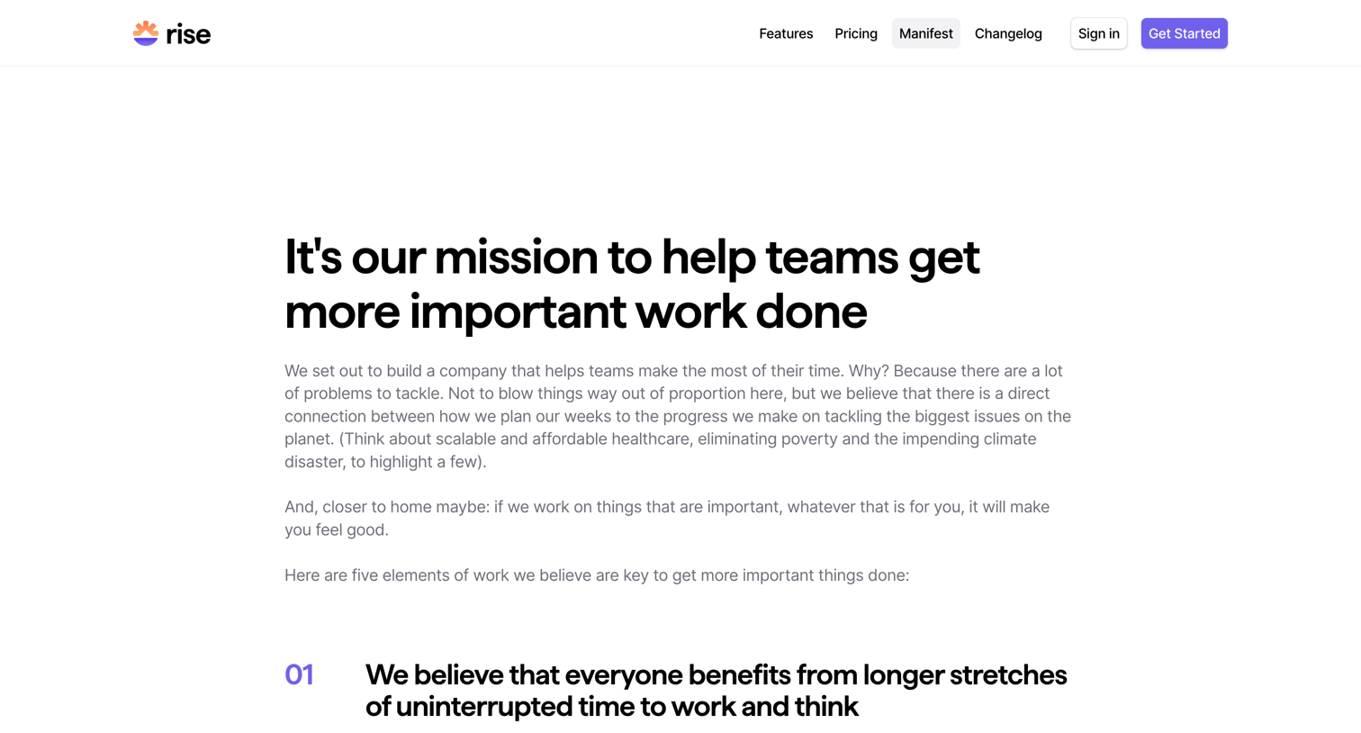 Rise - Rise - Manifest screen