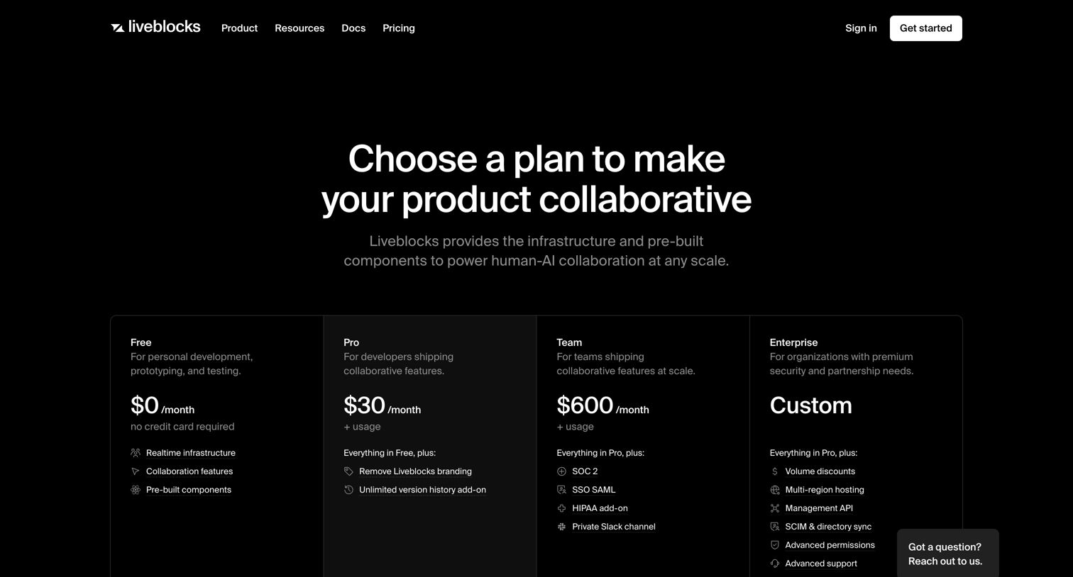 Liveblocks - Pricing  Liveblocks screen