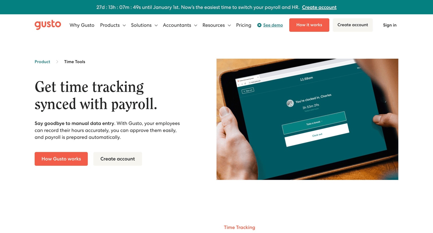 Gusto - Time Tracking Software for Small Business | Gusto screen