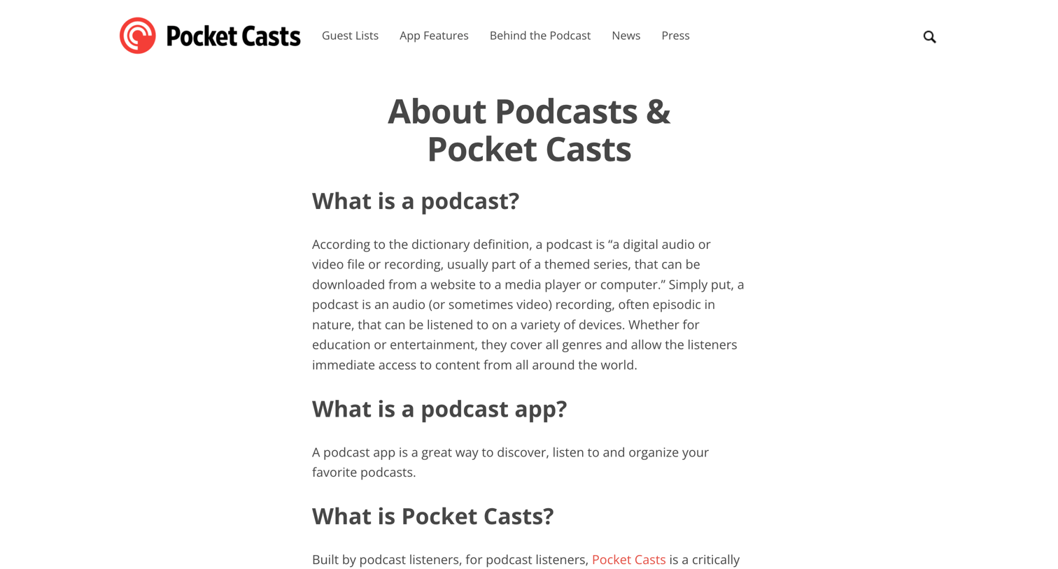 Pocket Casts - About Podcasts & Pocket Casts – Pocket Casts Blog screen
