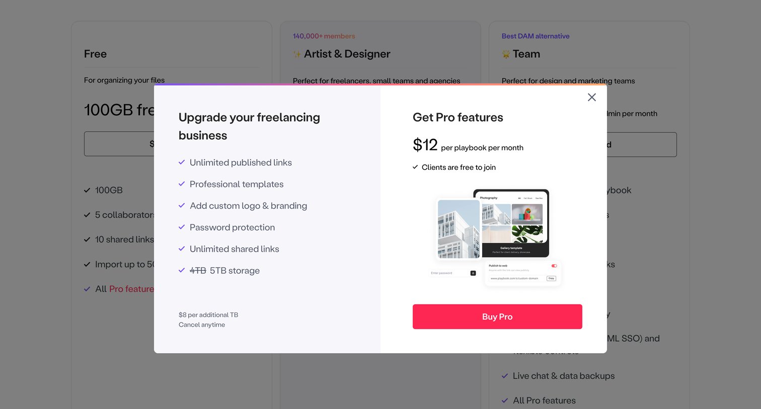 Playbook - Playbook Pricing screen