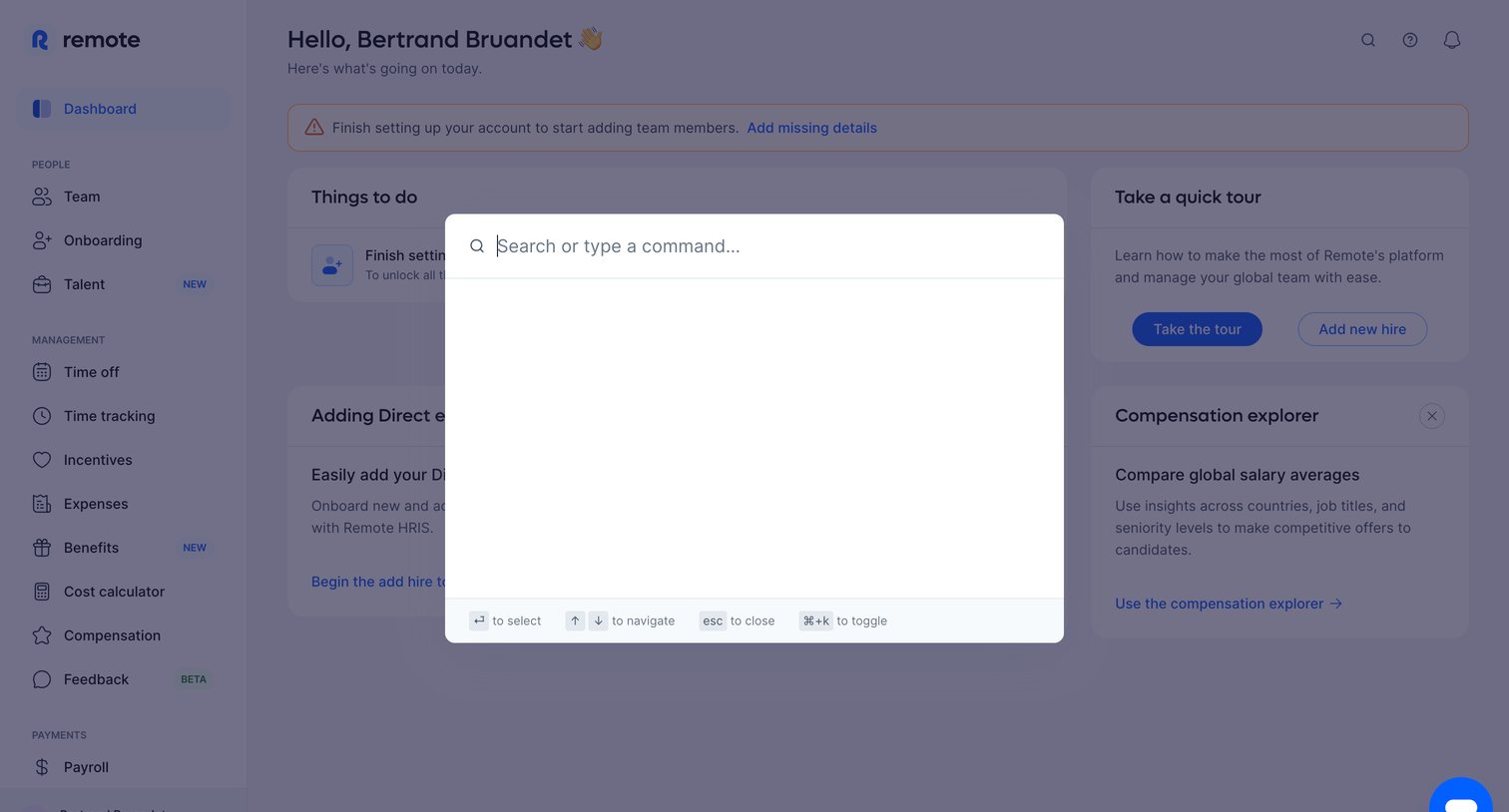 Remote - Dashboard | Remote screen