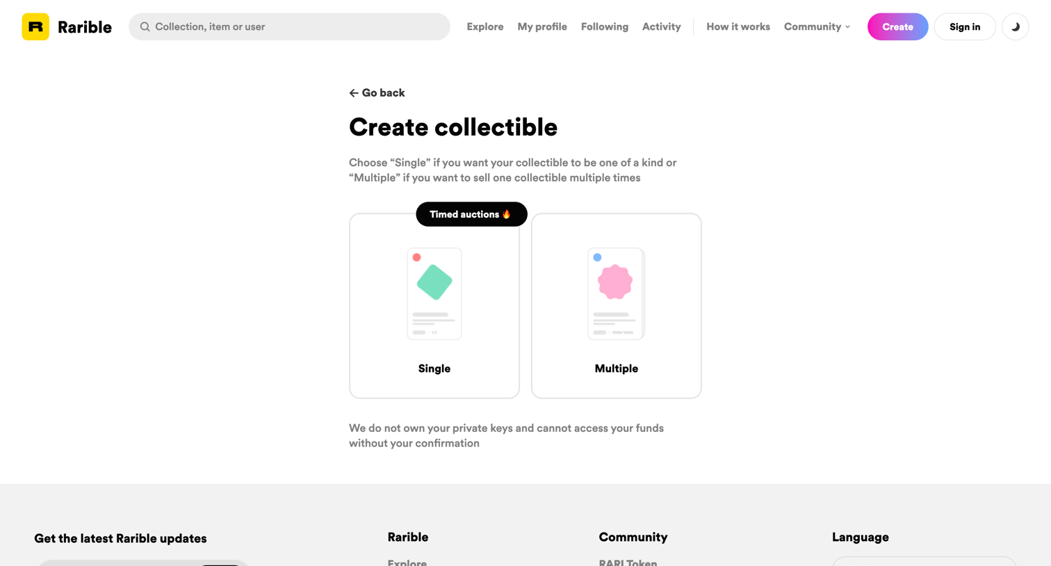Rarible - Create collectible | Rarible screen