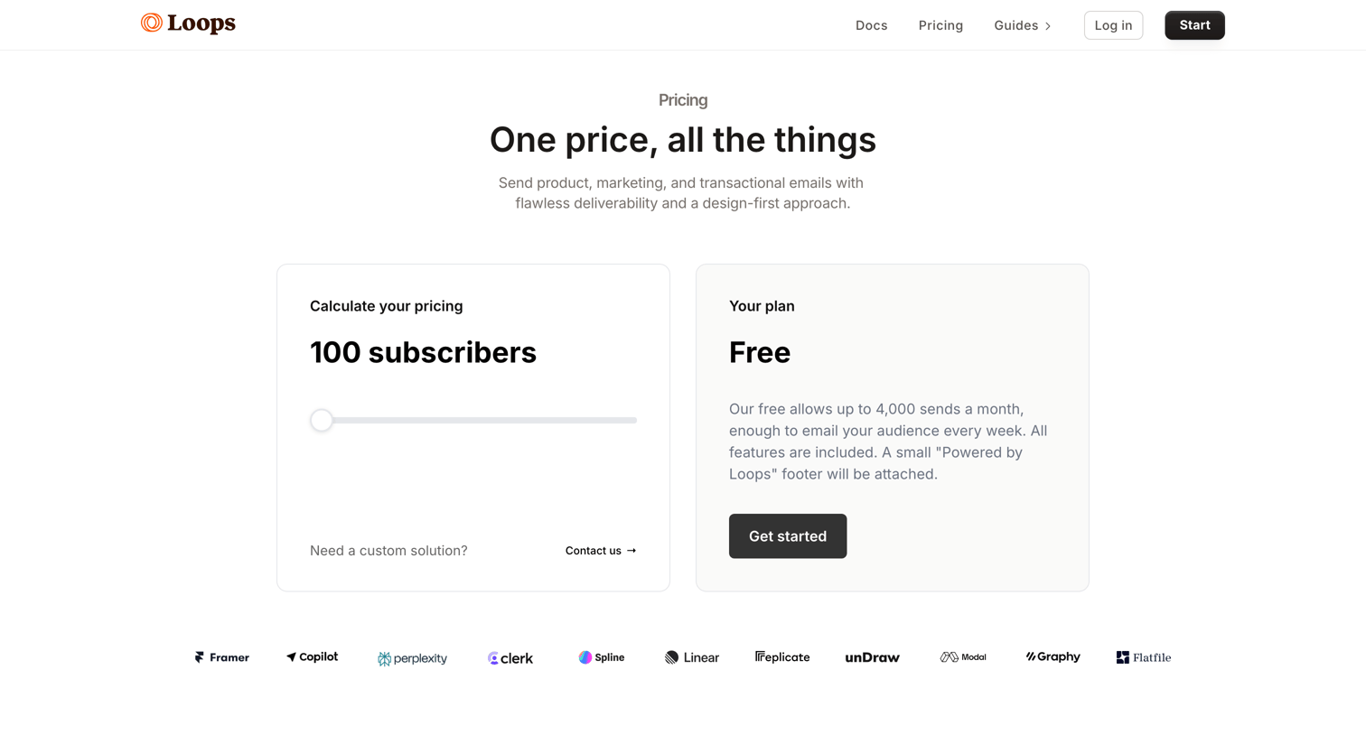 Loops - Loops - Pricing screen