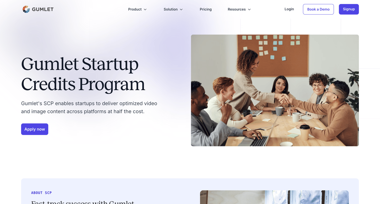Gumlet - Gumlet Startup Credits Program screen