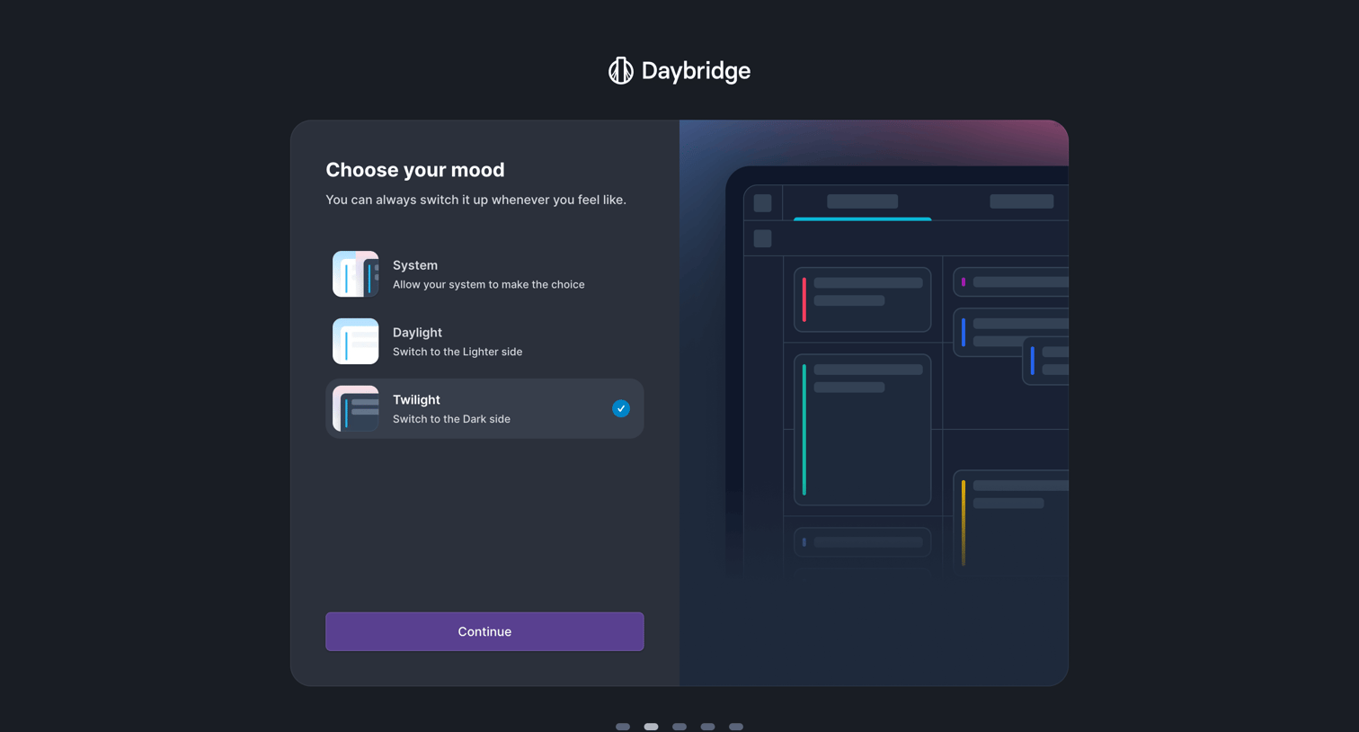 Daybridge screen
