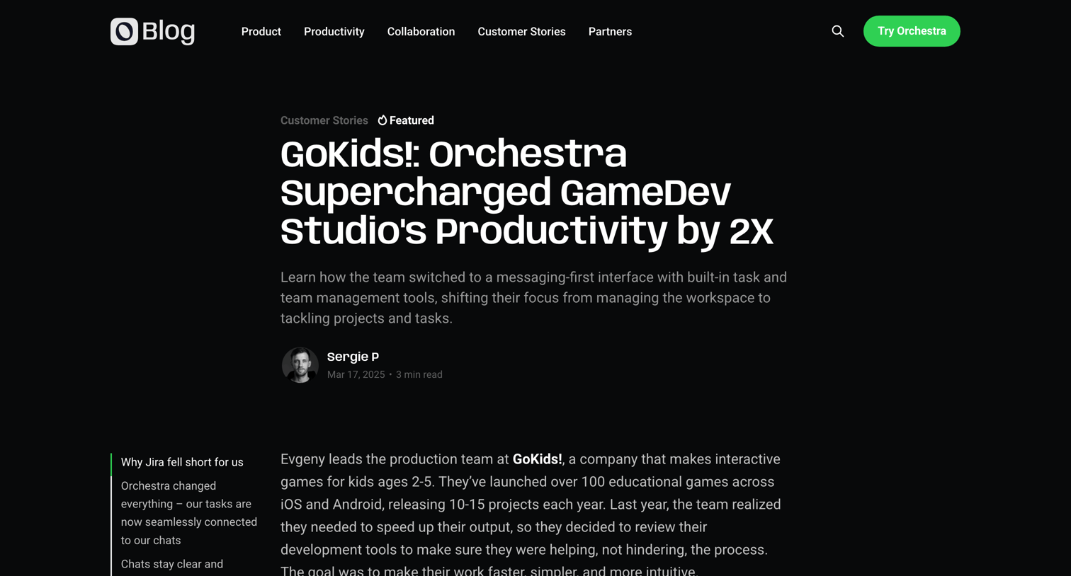 Orchestra - GoKids! Orchestra Supercharged GameDev Studio's Productivity by 2X screen