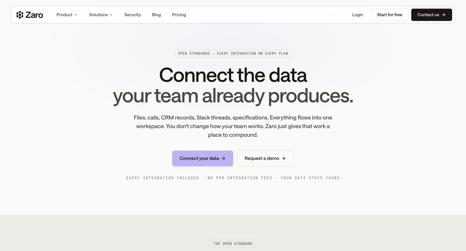 Zaro - Integrations - Zaro screen