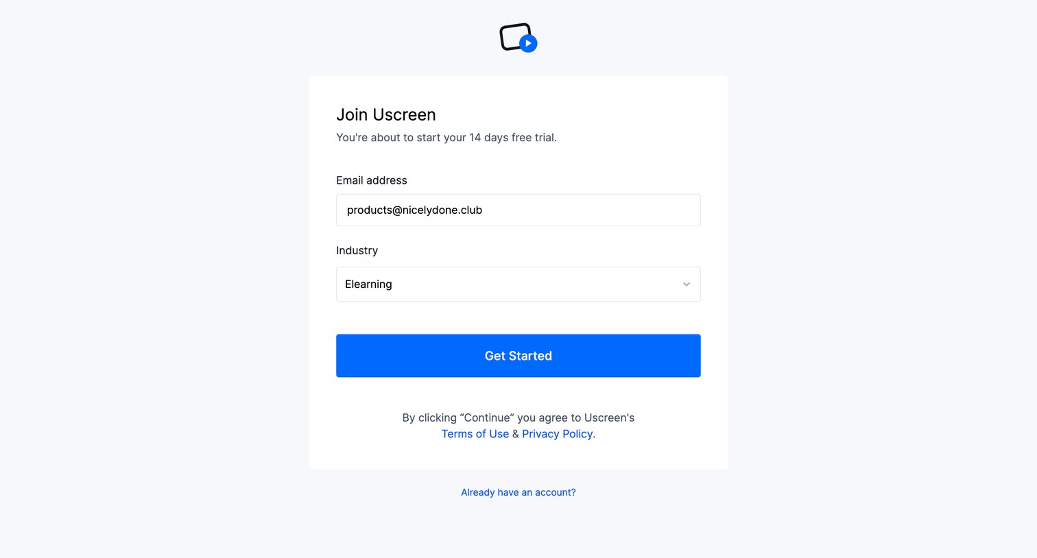 Uscreen - Join Uscreen screen