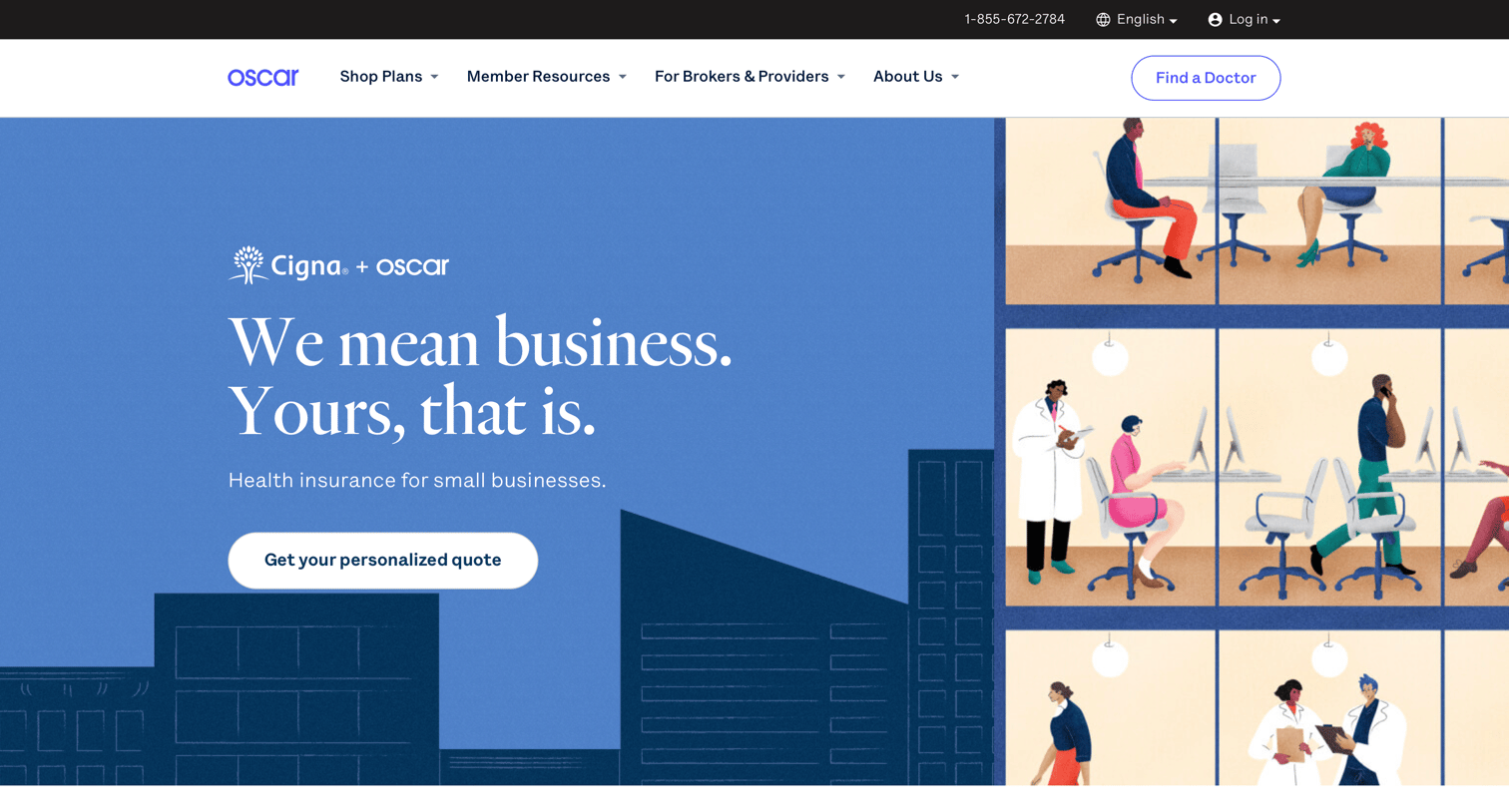 Oscar - Cigna + Oscar - Small Business Health Insurance screen
