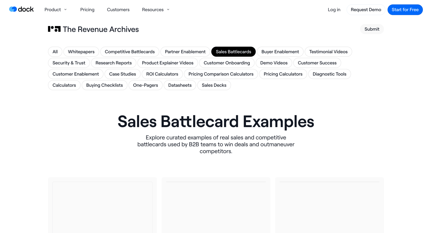 Dock - Sales Battlecard Examples | Explore 20+ real sales battlecards screen