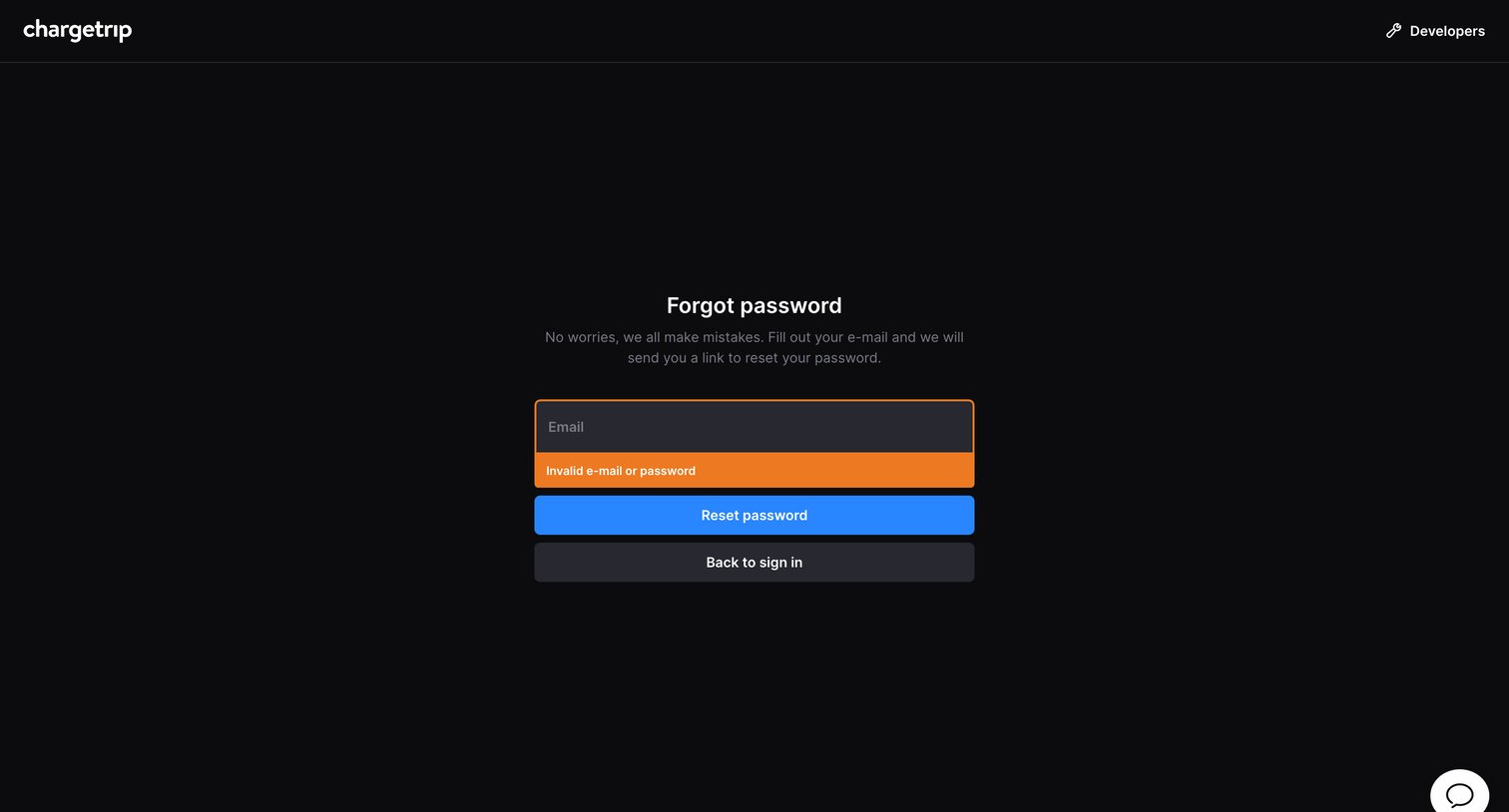 Chargetrip - Chargetrip - Forgot Password screen