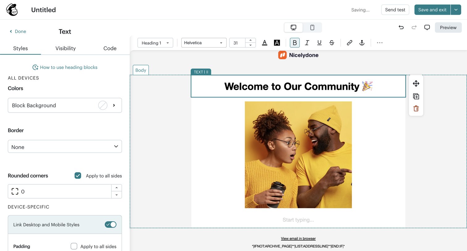 Mailchimp - Campaign Builder - Untitled | Mailchimp screen