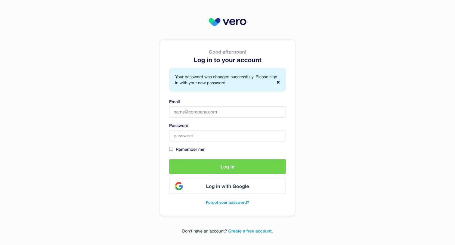 Vero - Login | Vero screen