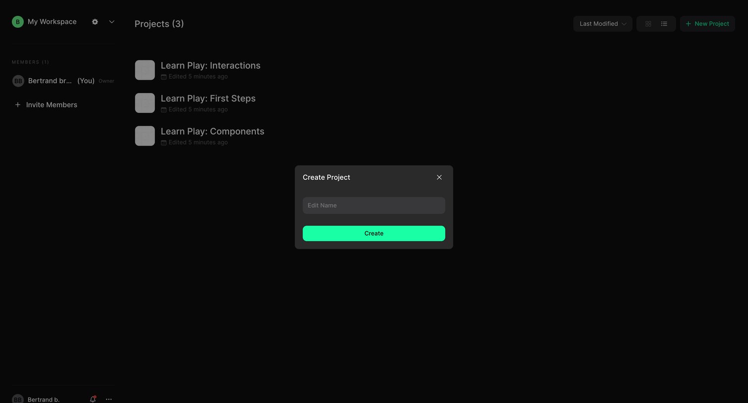 Play - My Workspace | Play screen