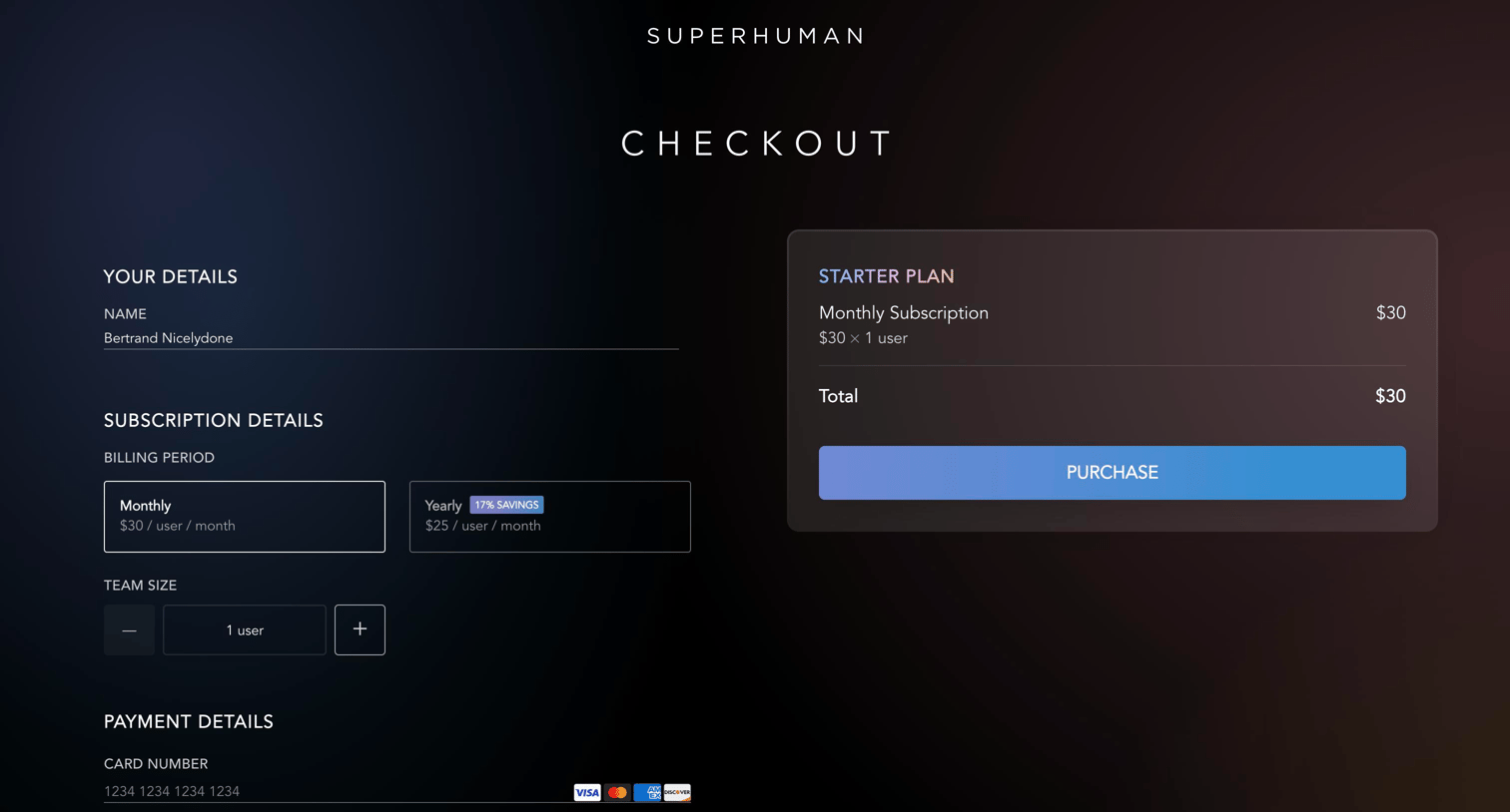 Superhuman - Superhuman | Checkout screen