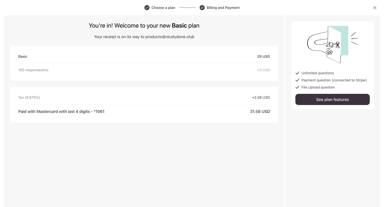 Typeform - Typeform - Checkout screen