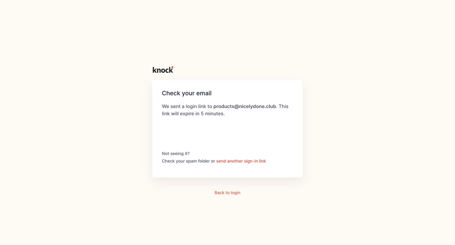 Knock - Log in | Knock screen