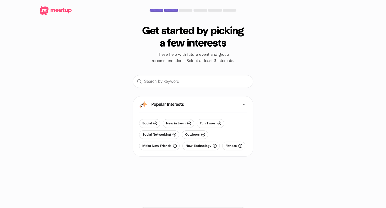 Meetup - Welcome | Meetup screen