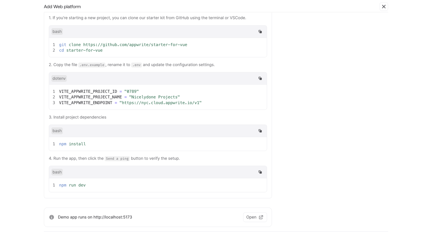 Appwrite - Console - Appwrite screen