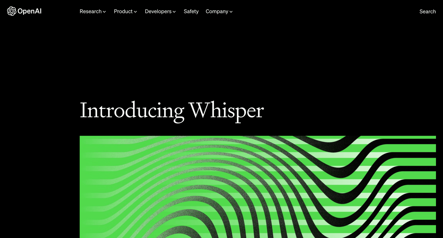 OpenAI - Introducing Whisper screen