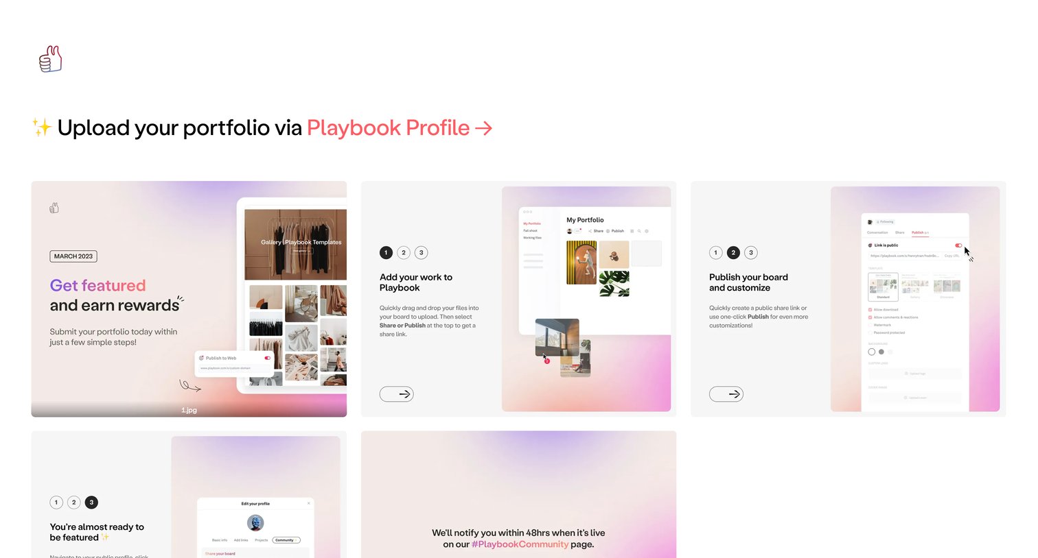 Playbook - Get featured today! screen