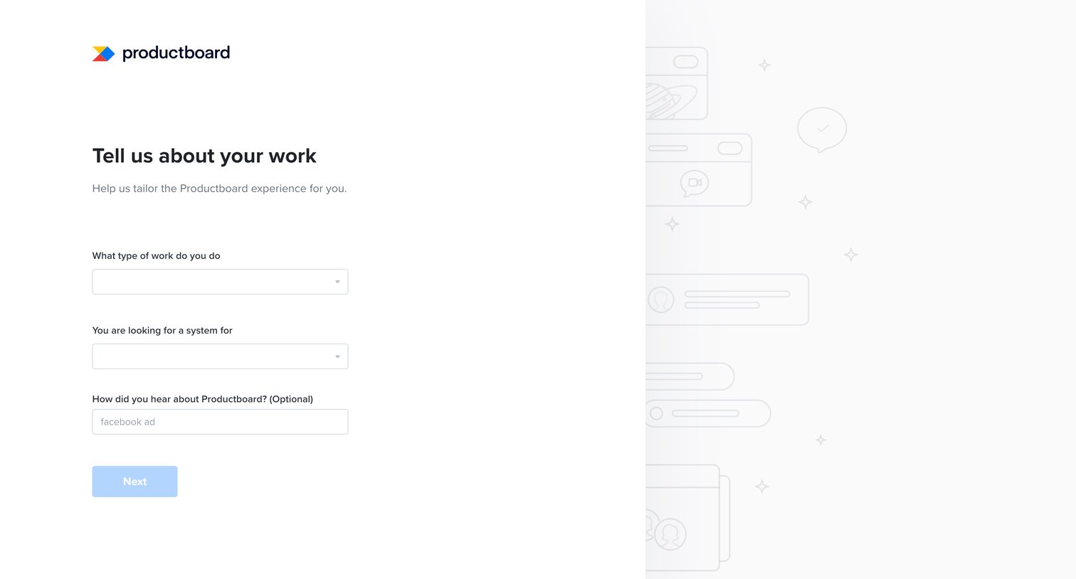 Productboard - Productboard – Welcome screen
