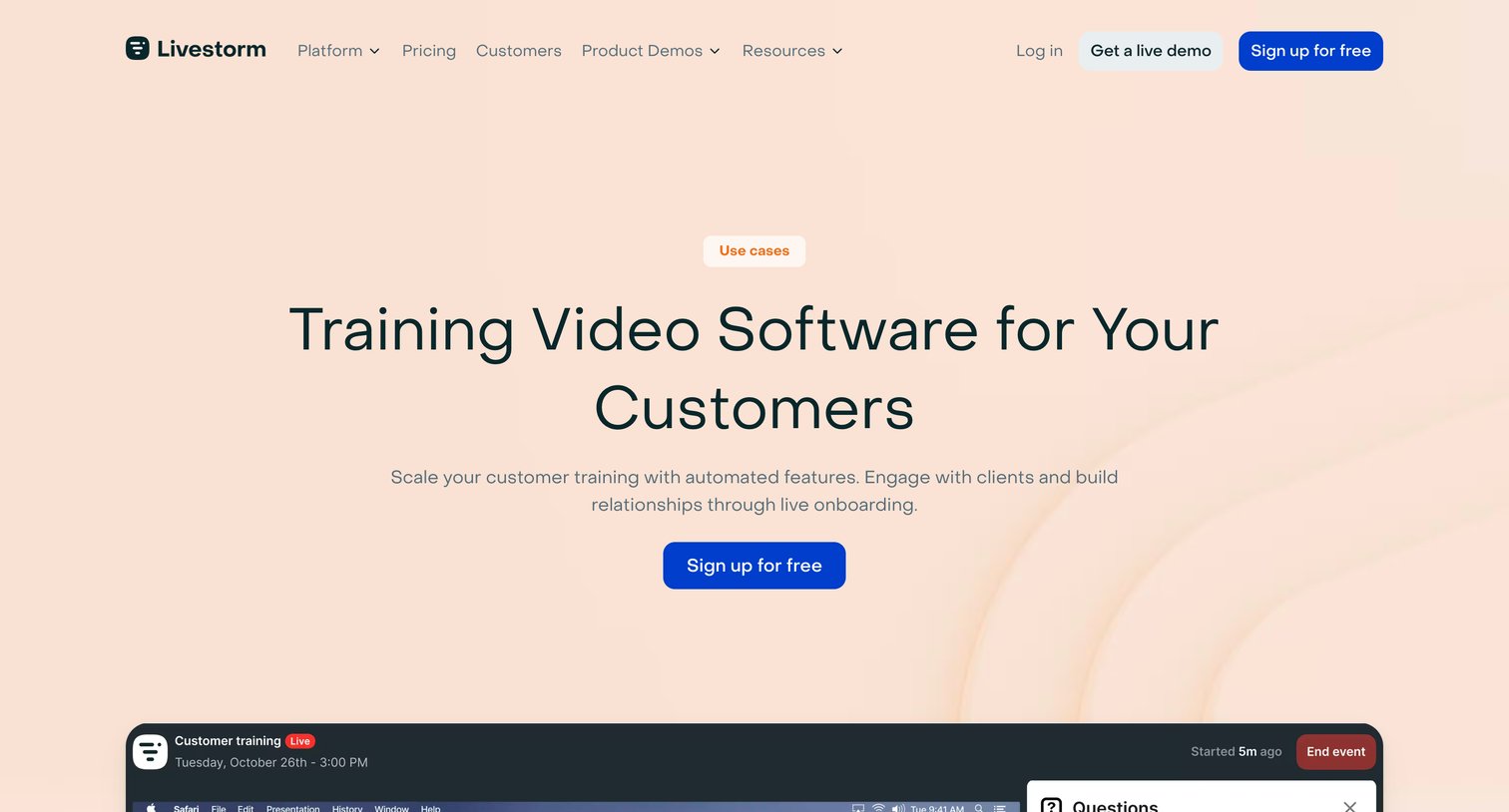 Livestorm - Training Video Software for Your Customers | Livestorm screen
