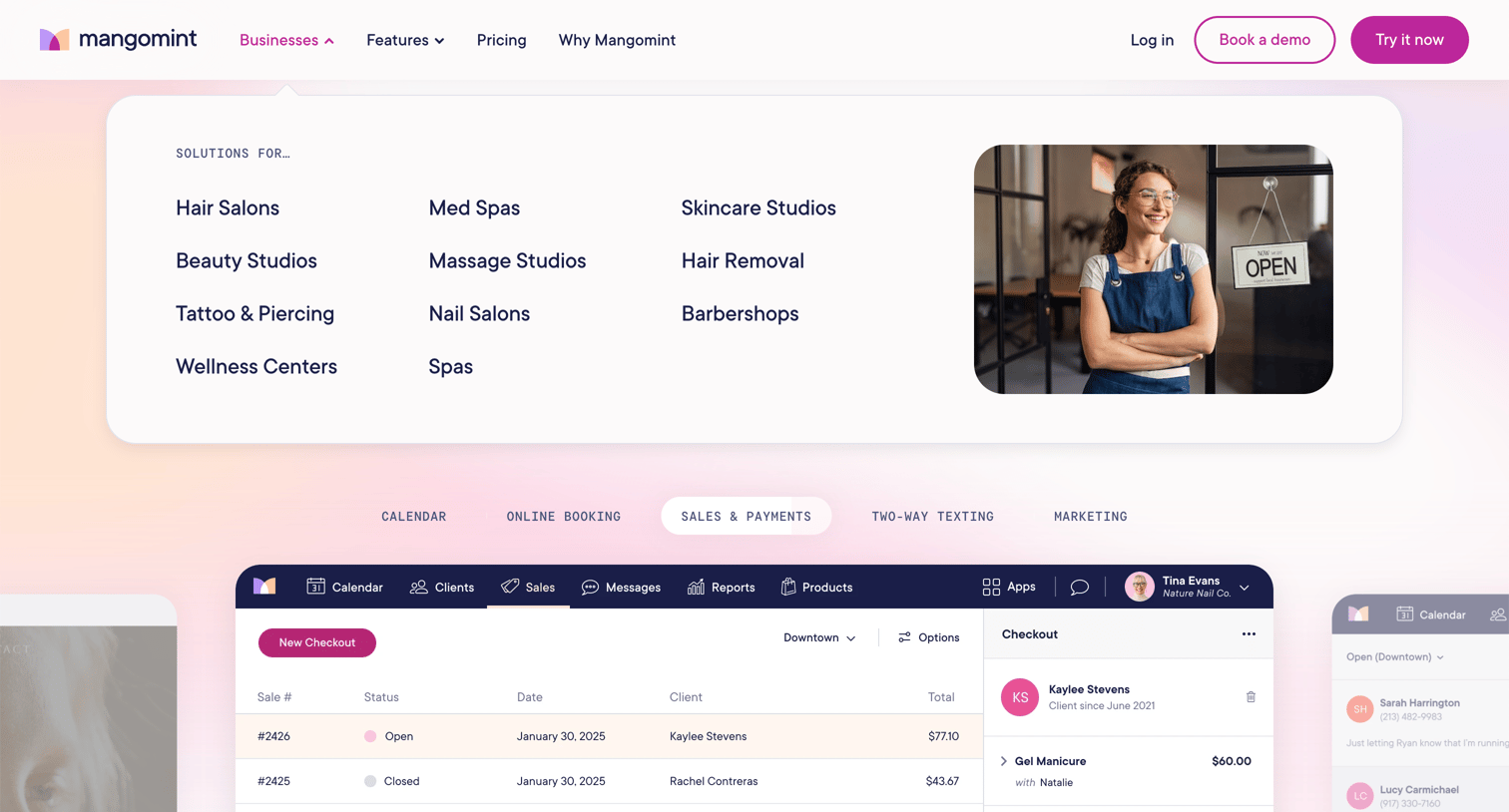Mangomint - Mangomint | Salon  Spa Software  Booking  Management screen