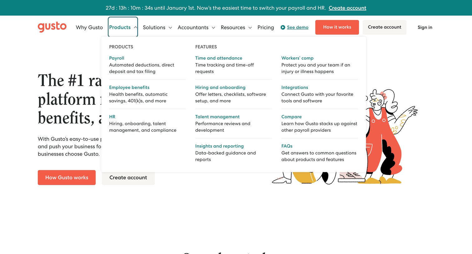 Gusto - Gusto Products | Payroll, Benefits, HR Software for Small Business screen
